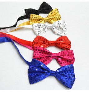 Black red silver gold royal blue purple women's boys men stage performance T show play jazz bowknot dance  sequins sequined adjustable neck bow ties bowtie 